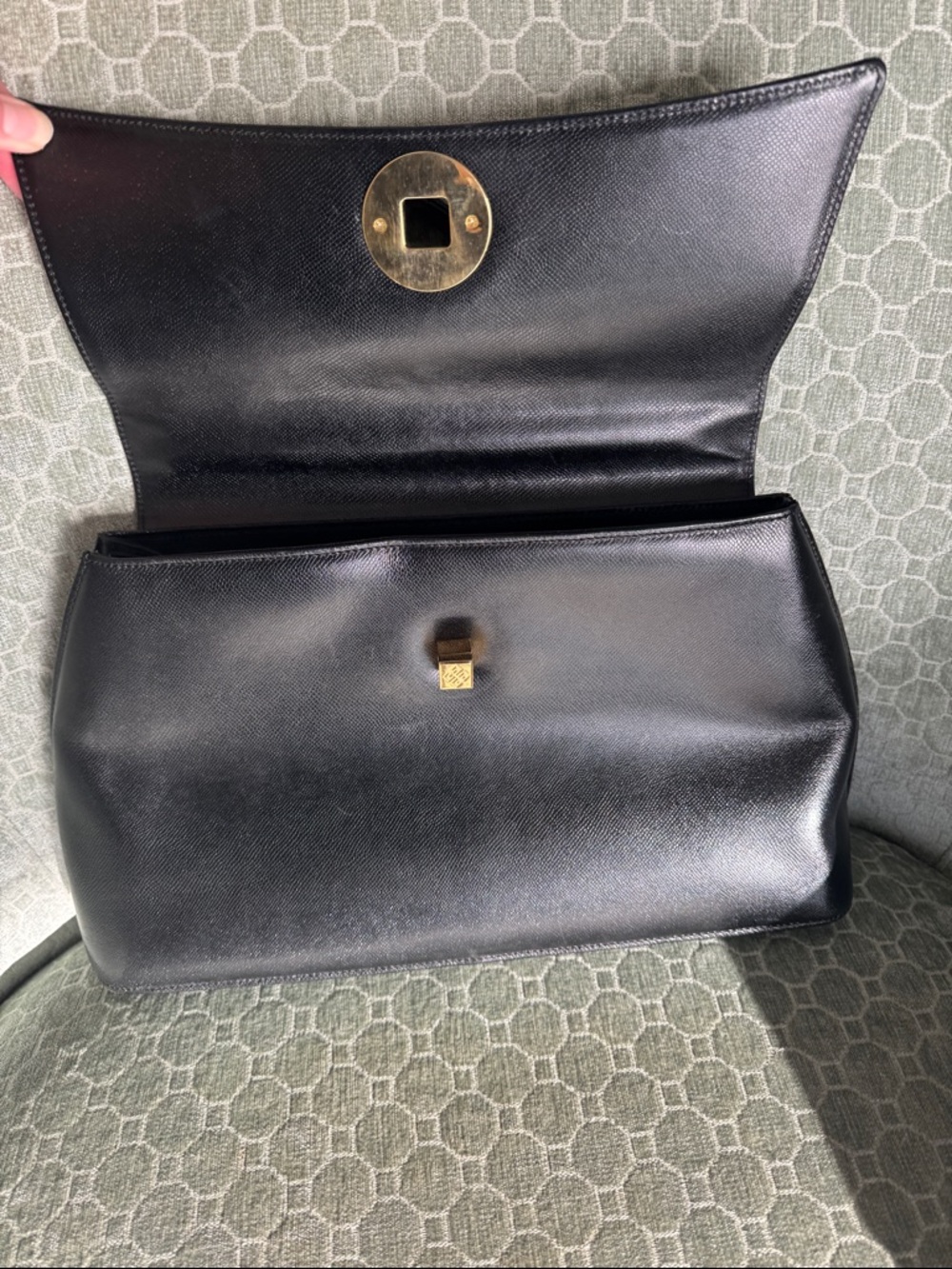 Givenchy Black Leather Top-Handle Satchel with Gold Medallion - Picture 5 of 10